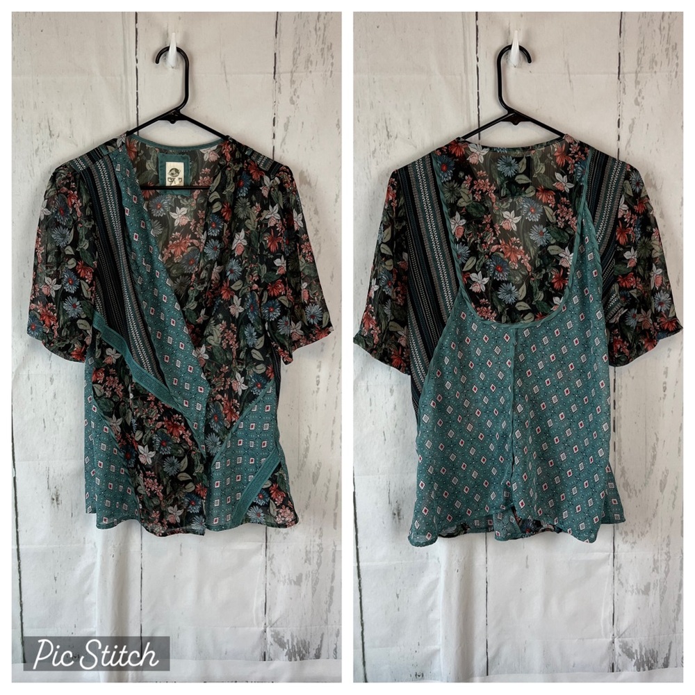 Anthropologie X Tiny Gorgeous Patchwork Wrap Top - image 7